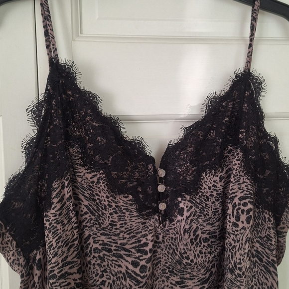 Maurices animal print top with lace trim - Picture 2 of 5